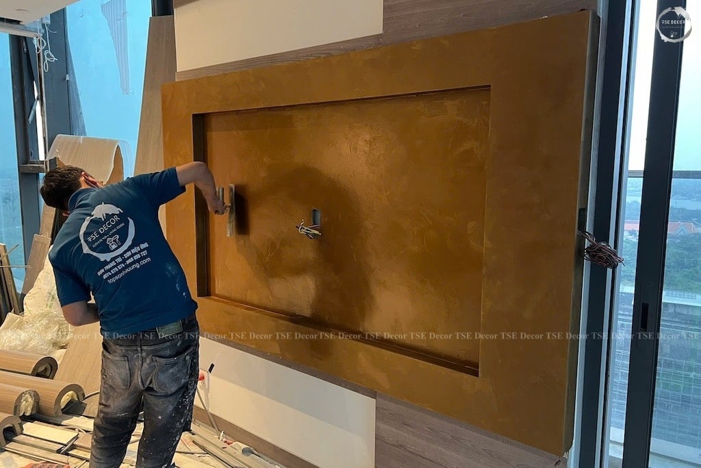 Sơn kim loại hiệu ứng cho vách tivi sơn kim loại