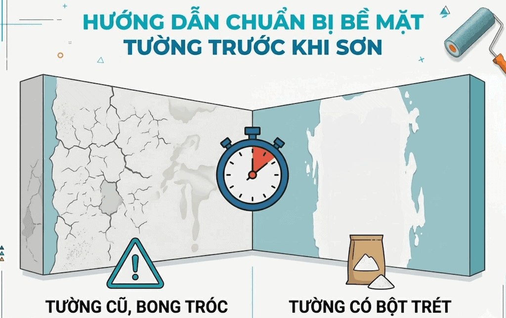 Xử lý bề mặt tường trước khi sơn ?